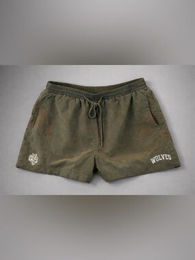 Darc Sport Wolves Limited Edition Olive Green Mesh Lined Gym Shorts Size M